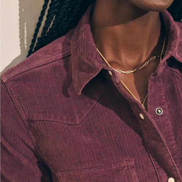 Faherty Stretch‎ Cord Western Shirt Catawaba Grape Purple Corduroy Size Small - Picture 3 of 16